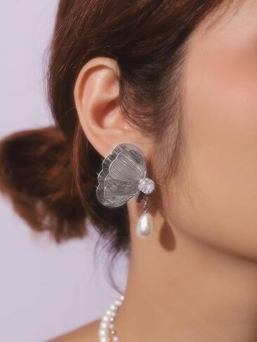 Elegant Dainty Statement Chunky Flower CZ Stud Earrings for Women, Floral Jewelry Accessories Romantic Cool Gifts for Women in Saudi Arabia