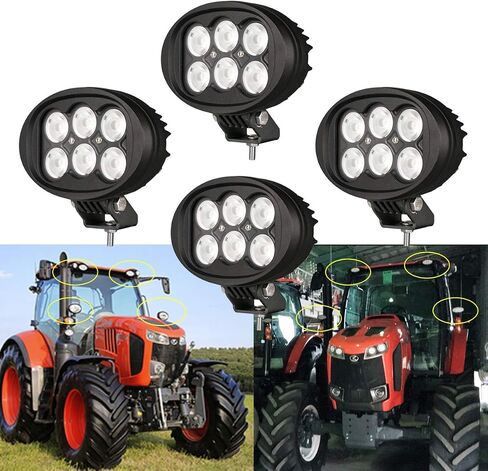 Super Bright Offroad LED Work Light & Fender Light for John Deere Tractor & Versatile Agri Vehicles, 4x6 inch Oval, 6000K Cool-White Long Range Focused Spot Beam, Corrosion/Vibration Resistant, 4-Pack in Saudi Arabia