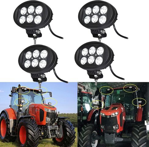 Super Bright Offroad LED Work Light & Fender Light for John Deere Tractor & Versatile Agri Vehicles, 4x6 inch Oval, 6000K Cool-White Long Range Focused Spot Beam, Corrosion/Vibration Resistant, 4-Pack in Saudi Arabia