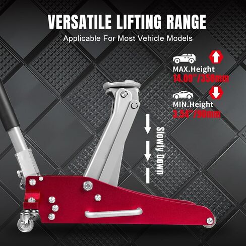 BIG RED Torin Hydraulic Low Profile Aluminum and Steel Racing Floor Jack with Dual Piston Quick Lift Pump, 1.5 Ton (3,000 lb) Capacity, Red in Saudi Arabia