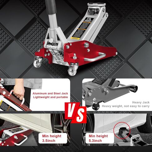 BIG RED Torin Hydraulic Low Profile Aluminum and Steel Racing Floor Jack with Dual Piston Quick Lift Pump, 1.5 Ton (3,000 lb) Capacity, Red in Saudi Arabia