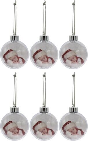 Creative Hobbies Clear Acrylic Photo Ornament Ball, 80mm (3.15 Inch), with Silver Cap and Hanger Cord | 6 Pack in Saudi Arabia