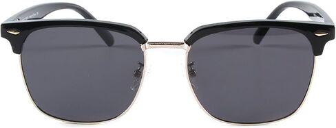 Classic Retro Browline Premium Polarized Sunglasses for Men and Women - Black Polarized Lens with Black Frame and Gold Trim with Premium Travel Case - UV Protection in Saudi Arabia