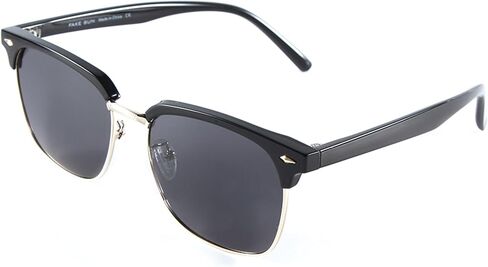Classic Retro Browline Premium Polarized Sunglasses for Men and Women - Black Polarized Lens with Black Frame and Gold Trim with Premium Travel Case - UV Protection in Saudi Arabia