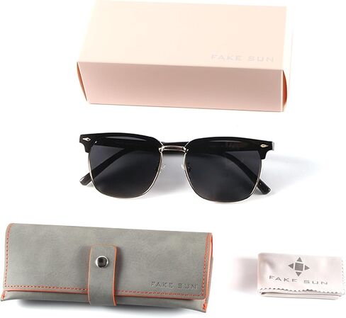Classic Retro Browline Premium Polarized Sunglasses for Men and Women - Black Polarized Lens with Black Frame and Gold Trim with Premium Travel Case - UV Protection in Saudi Arabia