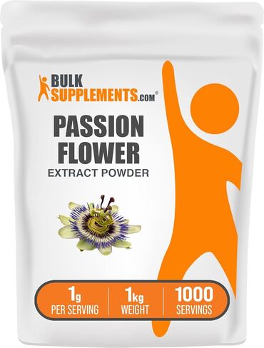 BulkSupplements.com Passion Flower Extract Powder - Passion Flower Supplement, Passion Flower 1000mg - Herbal Supplement, Gluten Free, 1000mg per Serving, 250g (8.8 oz) (Pack of 1) in Kuwait