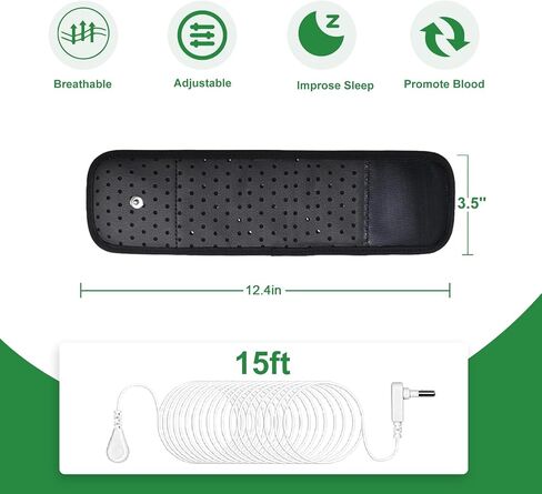 حزام معصم مؤرض، سوار معصم مؤرض مع سلك أرضي بطول 15 قدمًا، حزام أرضي للتوصيل بالأرض، شريط علاج مؤرض لتحسين النوم وتقليل الالتهاب in Kuwait