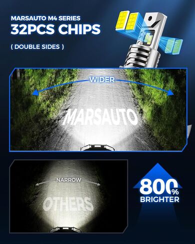 Marsauto H13/9008 Fog Light Bulbs, Brighter 34000LM 800% Light Bulbs with Turbo Fan,5 Mins Quick Installation, IP67 Waterproof Bulbs, Pack of 2 in Saudi Arabia