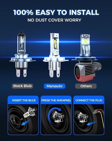 Marsauto H13/9008 Fog Light Bulbs, Brighter 34000LM 800% Light Bulbs with Turbo Fan,5 Mins Quick Installation, IP67 Waterproof Bulbs, Pack of 2 in Saudi Arabia