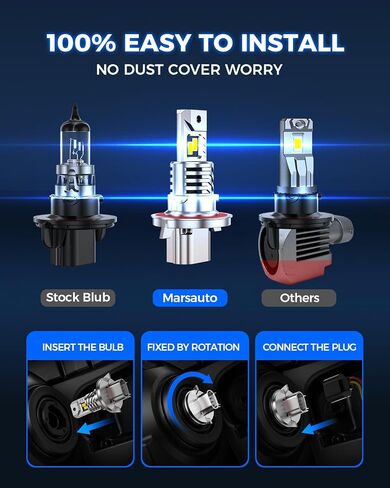 Marsauto H13/9008 Fog Light Bulbs, Brighter 34000LM 800% Light Bulbs with Turbo Fan,5 Mins Quick Installation, IP67 Waterproof Bulbs, Pack of 2 in Saudi Arabia