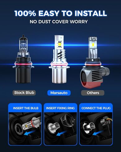 Marsauto H13/9008 Fog Light Bulbs, Brighter 34000LM 800% Light Bulbs with Turbo Fan,5 Mins Quick Installation, IP67 Waterproof Bulbs, Pack of 2 in Kuwait