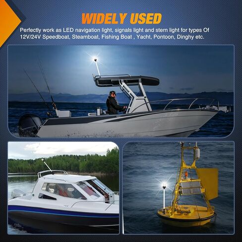 Nilight Marine Boat Stern Light 24 Inch White Fold Down Anchor Light 12V 24V Waterproof 360° Lighting Boat Navigation Light for Fishing Boat Sailboat Yacht Pontoon Speedboat Dinghy in Saudi Arabia