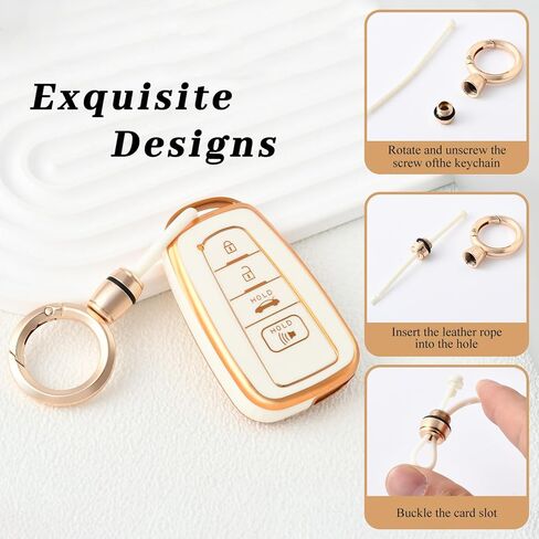 OFFWEGO for Toyota Key Fob Cover with Silver Keychain, Soft TPU Protection Key Case fits 2018-2022 Camry RAV4 Highlander Avalon C-HR Prius Corolla GT86 Smart Key Case Holder, Silver Purple in Kuwait