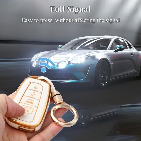 OFFWEGO for Toyota Key Fob Cover with Silver Keychain, Soft TPU Protection Key Case fits 2018-2022 Camry RAV4 Highlander Avalon C-HR Prius Corolla GT86 Smart Key Case Holder, Silver Purple in Kuwait