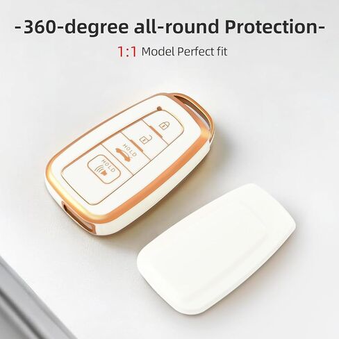 OFFWEGO for Toyota Key Fob Cover with Silver Keychain, Soft TPU Protection Key Case fits 2018-2022 Camry RAV4 Highlander Avalon C-HR Prius Corolla GT86 Smart Key Case Holder, Silver Purple in Kuwait