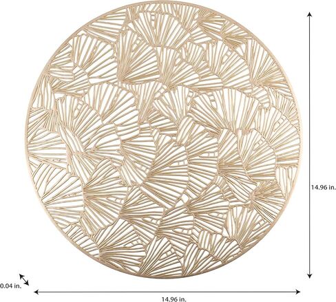 Home Details 4 Pack Round Shell Laser Cut Placemat, Kitchen, Dinning Room, Place Setting, Décor, Gold in Kuwait