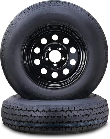 Free Country Trailer Tire Wheel Assembly ST205/75D15 6-Ply C 101L 5 Lug on 4.5" PCD Mod Wheel, SET 2 in Saudi Arabia