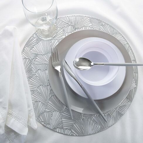 Home Details 4 Pack Round Shell Laser Cut Placemat, Kitchen, Dinning Room, Place Setting, Décor, Gold in Kuwait