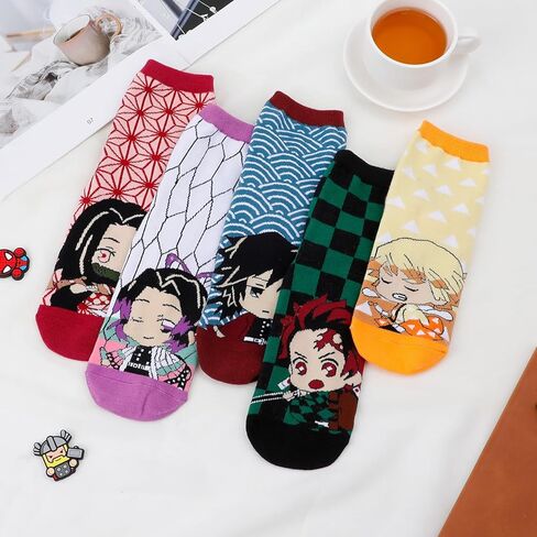 جوارب G-Ahora Cartoon Kitty Sock Kawaii Kitty Characters جوارب كاحل قطنية كاجوال 5 أزواج/مجموعة in Kuwait