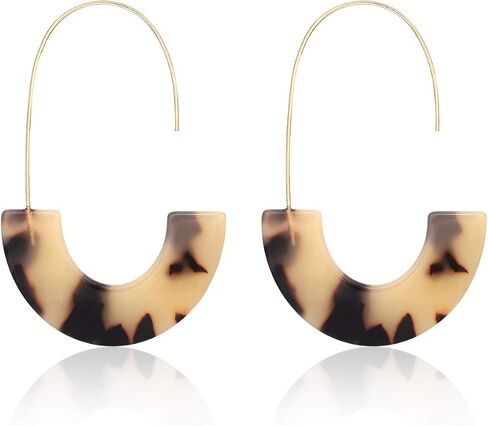Acrylic Earrings Statement Tortoise Hoop Earrings Resin Wire Drop Dangle Earrings Fashion Jewelry For Women in Kuwait
