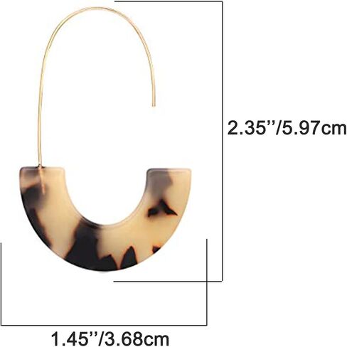Acrylic Earrings Statement Tortoise Hoop Earrings Resin Wire Drop Dangle Earrings Fashion Jewelry For Women in Kuwait