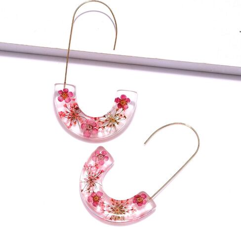 Acrylic Earrings Statement Tortoise Hoop Earrings Resin Wire Drop Dangle Earrings Fashion Jewelry For Women in Kuwait