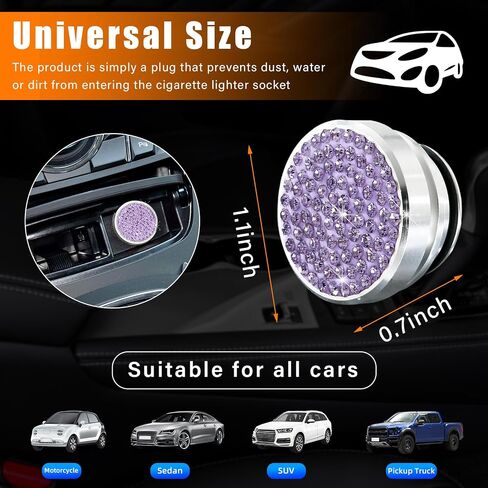 Augeny Bling Car Cigarette Lighter Plug Cover, Crystal Automotive Cigarette Lighter Plug Button Cover, Universal Dustproof Lighter Cover, Vehicle Interior Decor Accessories for Most Cars (Pink) in Kuwait