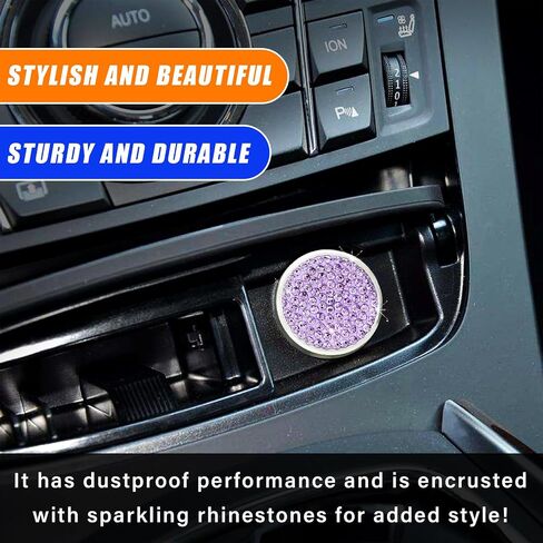 Augeny Bling Car Cigarette Lighter Plug Cover, Crystal Automotive Cigarette Lighter Plug Button Cover, Universal Dustproof Lighter Cover, Vehicle Interior Decor Accessories for Most Cars (Pink) in Kuwait