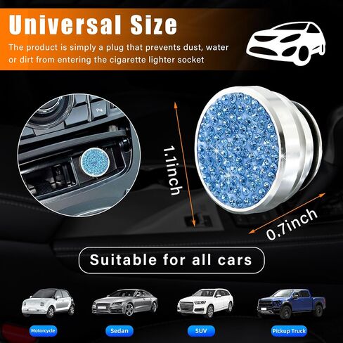 Augeny Bling Car Cigarette Lighter Plug Cover, Crystal Automotive Cigarette Lighter Plug Button Cover, Universal Dustproof Lighter Cover, Vehicle Interior Decor Accessories for Most Cars (Pink) in Kuwait