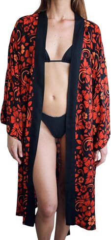 Luxury Floral Kimono Robes for Women- Soft, Lightweight, Deep Pockets, For Poolside or After Shower, One Size Fits All in Saudi Arabia