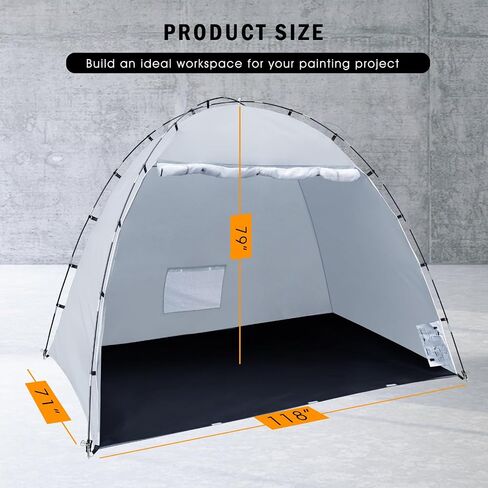 Portable Paint Booth Tent, Siebwin Large 8x6x6ft Spray Paint Tent with Built-in Floor & Mesh Screen & Windproof Hooks for Furniture DIY Hobby Tool Spray Paint Shelter, Gray in Saudi Arabia