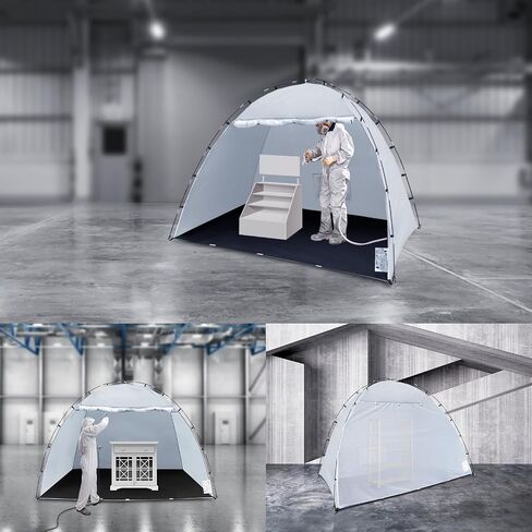 Portable Paint Booth Tent, Siebwin Large 8x6x6ft Spray Paint Tent with Built-in Floor & Mesh Screen & Windproof Hooks for Furniture DIY Hobby Tool Spray Paint Shelter, Gray in Saudi Arabia