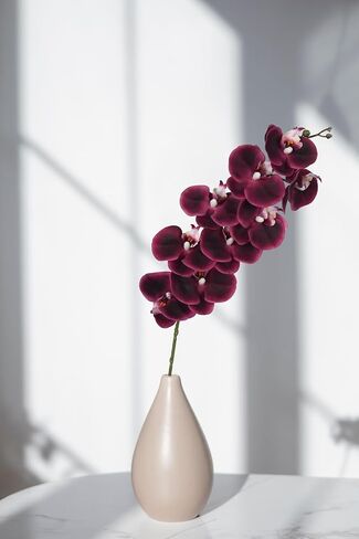 IPOPU 4 pcs 37 in Orchids Artificial Flowers Fake Orchid Latex Silk Real Touch Fake Flowers Long Stem Artificial Flowers for Tall Vase for Wedding Home Party Décor(Burgundy) in Saudi Arabia