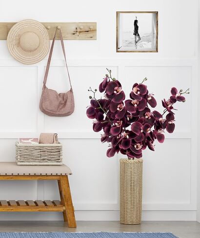 IPOPU 4 pcs 37 in Orchids Artificial Flowers Fake Orchid Latex Silk Real Touch Fake Flowers Long Stem Artificial Flowers for Tall Vase for Wedding Home Party Décor(Burgundy) in Saudi Arabia