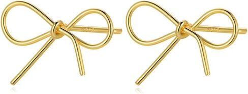 Reffeer Solid 925 Sterling Silver Bow Stud Earrings for Women Teens Ribbon Stud Earrings Bowknot in Kuwait