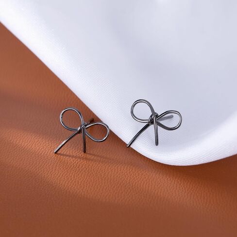 Reffeer Solid 925 Sterling Silver Bow Stud Earrings for Women Teens Ribbon Stud Earrings Bowknot in Kuwait