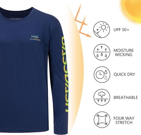 BASSDASH Men’s Graphic Shirts Long Sleeve Fishing Shirt UPF 50+ Moisture Wicking UV Sun Protection FS35M in Kuwait