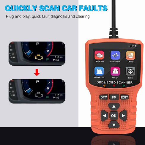 Car OBD2 Scanner Diagnostic Tool, Vehicle Check Engine Code Reader with I/M Readiness & More, Automotive OBDII/EOBD Diagnostic Scanning Fit, Universal for All Vehicles After 1996 (Black) in Saudi Arabia