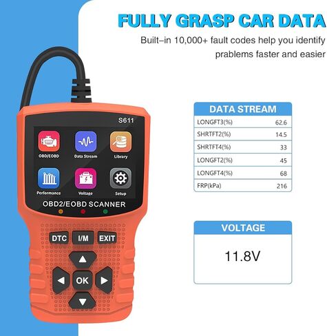 Car OBD2 Scanner Diagnostic Tool, Vehicle Check Engine Code Reader with I/M Readiness & More, Automotive OBDII/EOBD Diagnostic Scanning Fit, Universal for All Vehicles After 1996 (Black) in Saudi Arabia