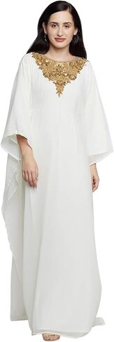 ANIIQ Women Dubai Farasha Kaftan Long Sleeves Evening, Party, Wedding Dress with Free Scarf in Saudi Arabia