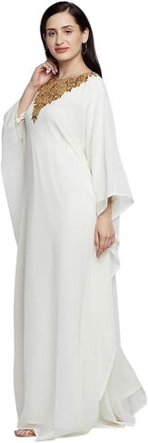 ANIIQ Women Dubai Farasha Kaftan Long Sleeves Evening, Party, Wedding Dress with Free Scarf in Saudi Arabia