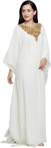 ANIIQ Women Dubai Farasha Kaftan Long Sleeves Evening, Party, Wedding Dress with Free Scarf in Saudi Arabia