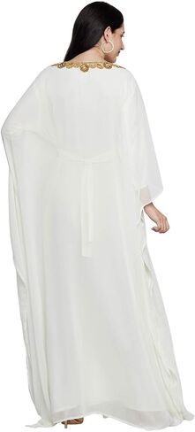 ANIIQ Women Dubai Farasha Kaftan Long Sleeves Evening, Party, Wedding Dress with Free Scarf in Saudi Arabia