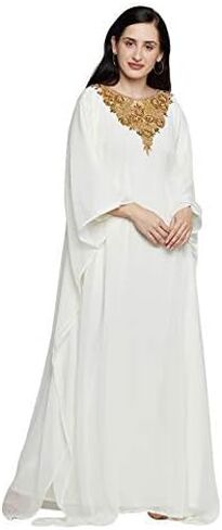 ANIIQ Women Dubai Farasha Kaftan Long Sleeves Evening, Party, Wedding Dress with Free Scarf in Saudi Arabia