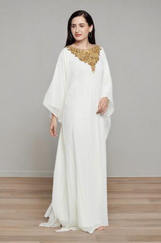 ANIIQ Women Dubai Farasha Kaftan Long Sleeves Evening, Party, Wedding Dress with Free Scarf in Saudi Arabia