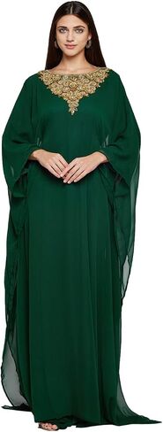 ANIIQ Women Dubai Farasha Kaftan Long Sleeves Evening, Party, Wedding Dress with Free Scarf in Saudi Arabia