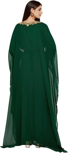 ANIIQ Women Dubai Farasha Kaftan Long Sleeves Evening, Party, Wedding Dress with Free Scarf in Saudi Arabia