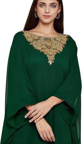 ANIIQ Women Dubai Farasha Kaftan Long Sleeves Evening, Party, Wedding Dress with Free Scarf in Saudi Arabia