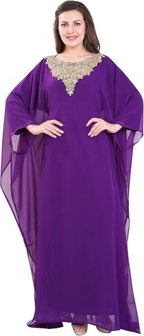 ANIIQ Women Dubai Farasha Kaftan Long Sleeves Evening, Party, Wedding Dress with Free Scarf in Saudi Arabia