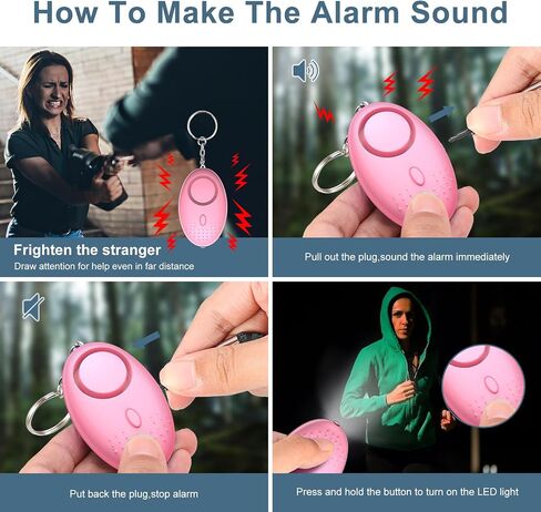 Safety Keychain Set for Women with Personal Alarm, Pom Pom, Whistle, Card Wallet, Bottle Opener, Lipstick Cover in Saudi Arabia